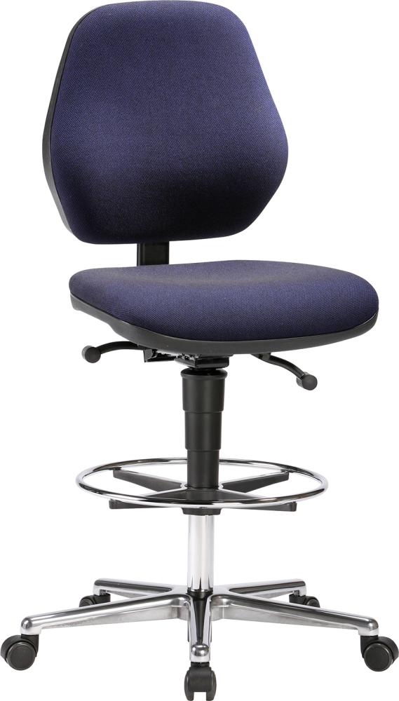 Bimos Arbeitsstuhl Stoffpolster blau Sitzhöhe 620-870 mm mit Rollen / Fußring