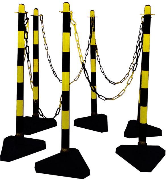 Kettenständer-Set Kst. H950xD40 mm gelb/schwarz 6 Pfosten, 10m Kst.-Kette