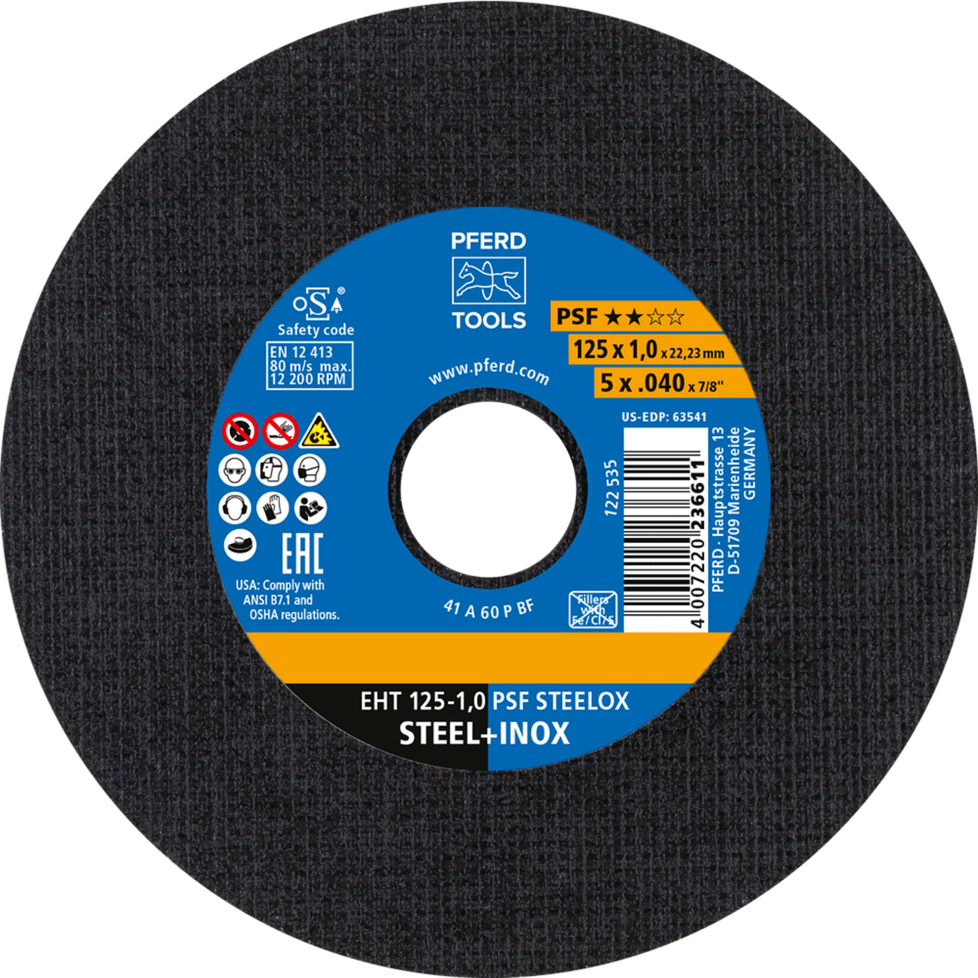 PFERD TOOLS Trennscheiben EHT 125-1,0 PSF STEELOX (TIN 10)
