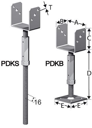 Pfostenhalter PDKB und PDKS, höhenverstellbar