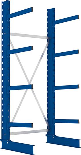Kragarmregal M Grundfeld B1000xT600xH2500 mm einseitig RAL 5010 4 Arme Traglast 355kg