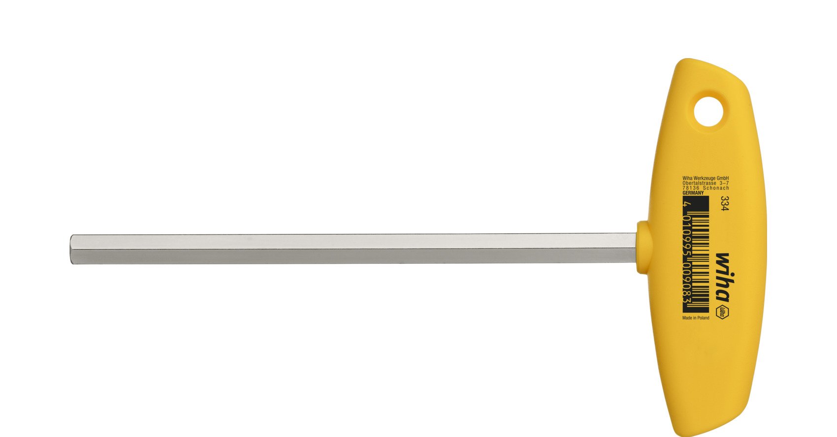 Wiha Stiftschlüssel mit Quergriff Sechskant, Zoll-Ausführung glanzvernickelt 6,4 mm x 1/4" x 182 mm (02809)