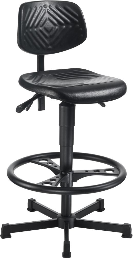Arbeitsstuhl Pu-Schaum schwarz Sitzhöhe 570-820 mm mit Fußring