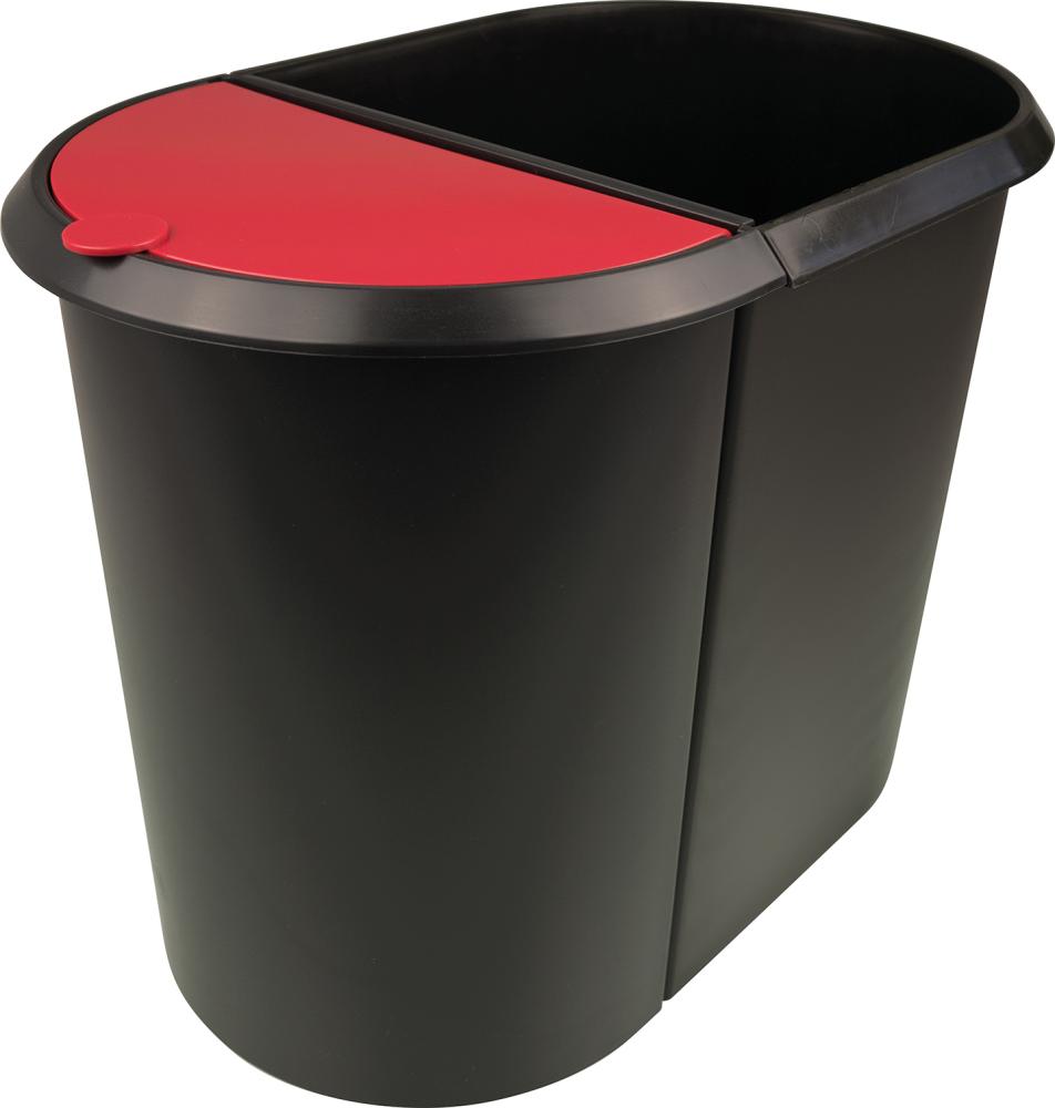 Papierkorb Duo-System schwarz/rot helit