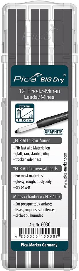 Minen-Set für Zimmermanns-Bleistift BIG Dry FORALL Bau Bau Graphit Pica