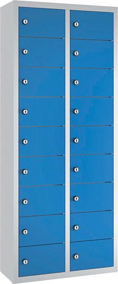 Kleingefachschrank B460xT200xH1130 mm RAL7035/5012,wandhängend 2x6 Fächer