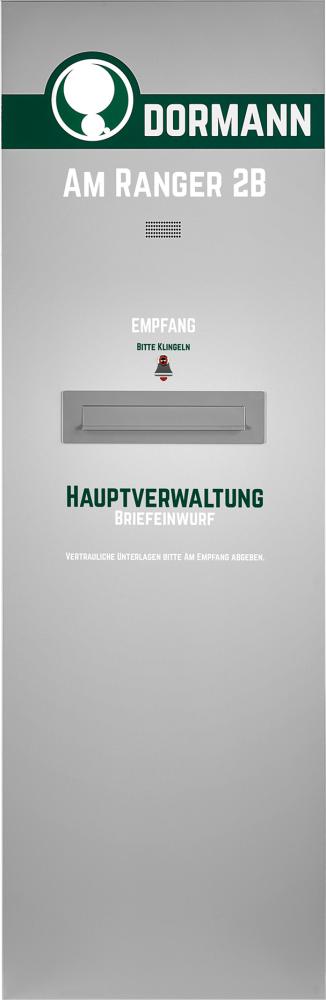 Briefkastenstele Madrid integrieter Briefkasten B730xT167XH2000 mm Aluminiumrahmen elox.