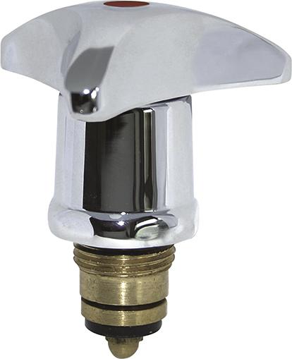 Metall-Trecorngriff, Chrom, 1/2", mit Oberteil, Markierung rot