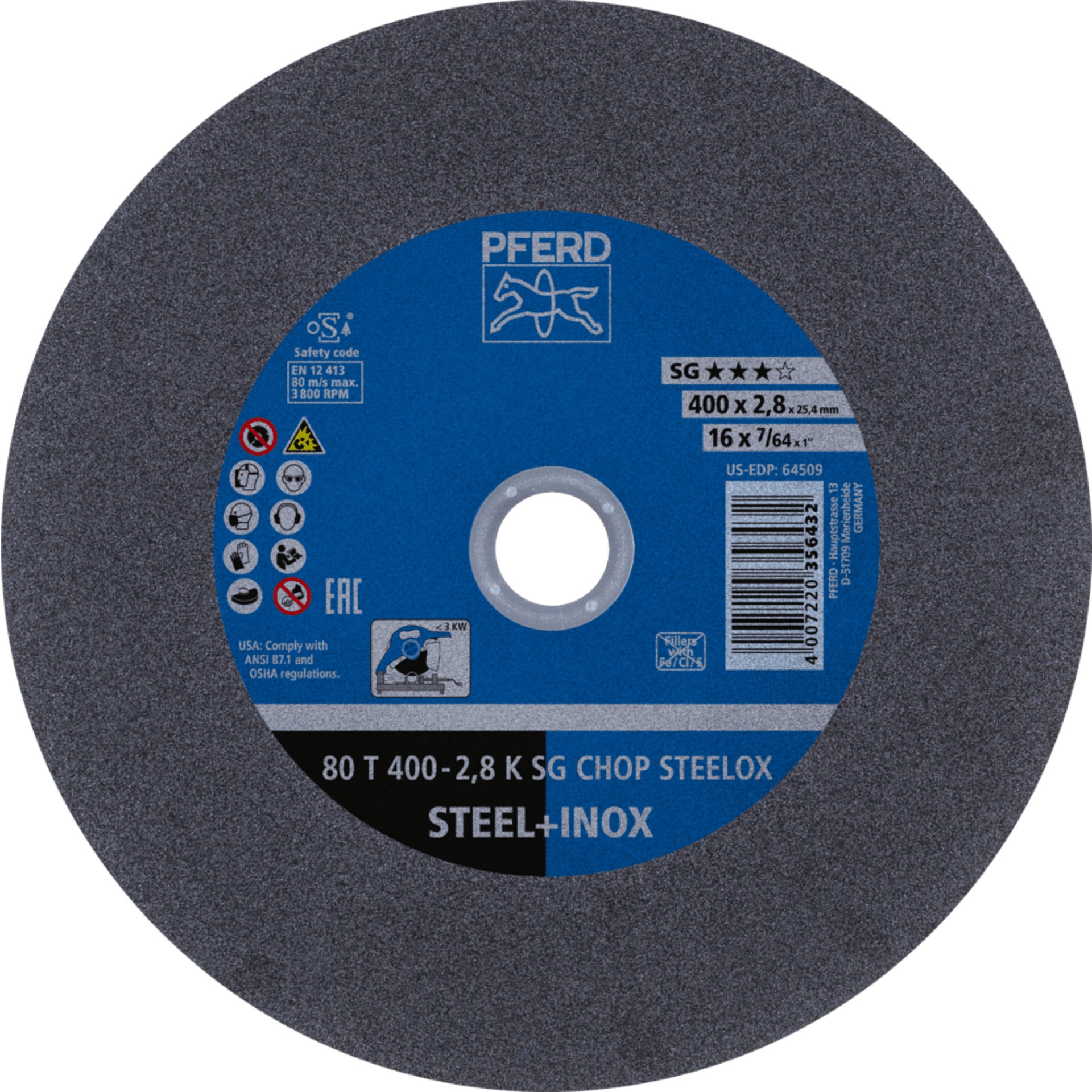 PFERD TOOLS CHOPSAW stat. Trennscheiben 80 T 400-2,8 K SG CHOP STEELOX/25,4