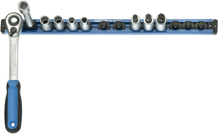 Steckleiste mit 14 Außen-sowie 2 Innen-4-kant-Adaptern 3/8" 480mm Gedore