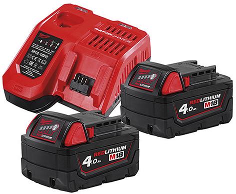 Akku-Starter-Set M18NRG-402 Milwaukee 2x18,0 V 4,0 Ah Ladegerät M12-18FC Karton