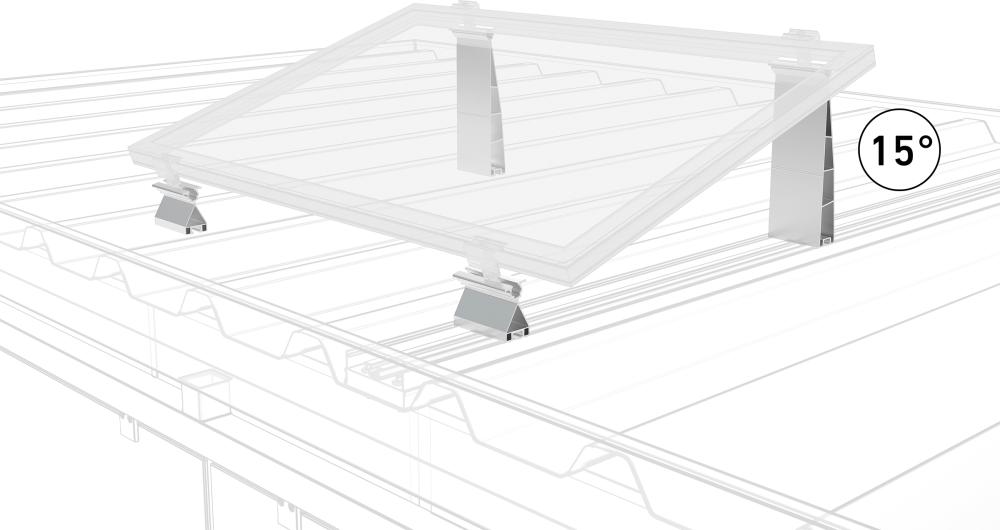 Systemprofil mit Winkel 15 Grad zu Photovoltaiksystem