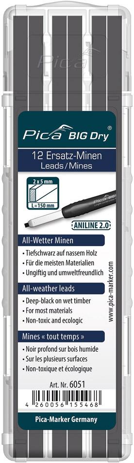 Minen-Set für Zimmermanns-Bleistift BIG Dry ANILINE2.0 Graphit Pica