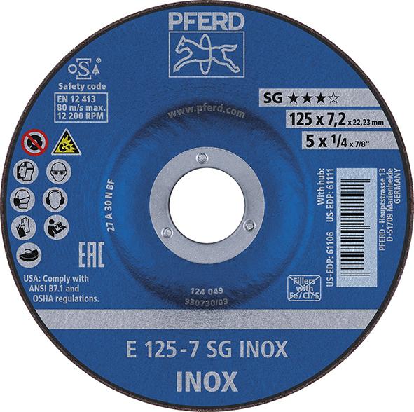 Schruppscheibe gekröpft für V2A A30NSG 125x4,1mm PFERD