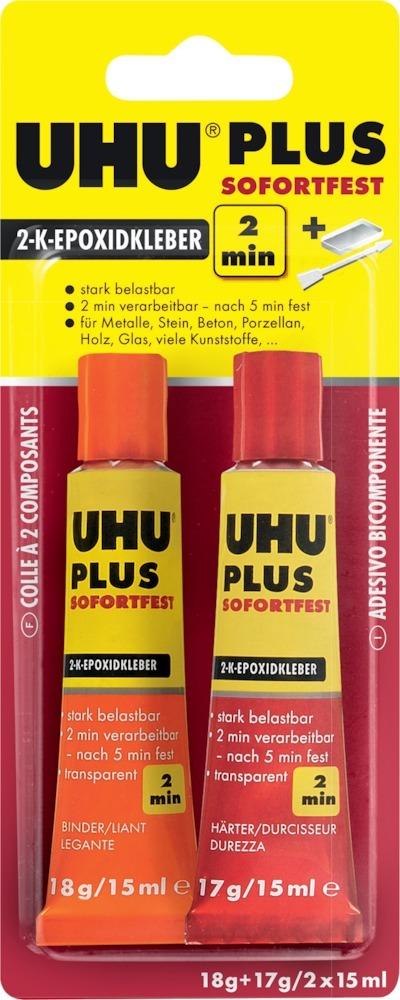 2-KomponentenepoxidkleberPLUS SOFORTFEST SB-Karte mit Tuben Binder18g Härter 17g UHU