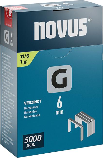 Flachdrahtklammer G Typ 11/6 mm ST Klapp-FS Novus VE à 5000 Stück