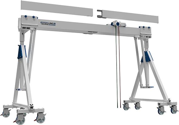 Aluportalkran fahrbar H2138-2488 mm 3000 kg TL 4000 mm Alu-Doppel-Träger