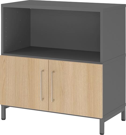Regal FlexWall VFW28T1KU B800xT400xH828 mm 2 OH 2 Türen m.Sockel graphit/eiche