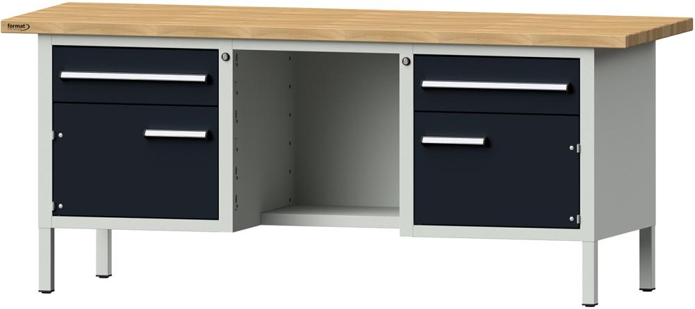 Format Kastenwerkbank B2000xT700xH840mm RAL 7035/7016 BMP: 40 mm 2 Schubladen, 2 Türen